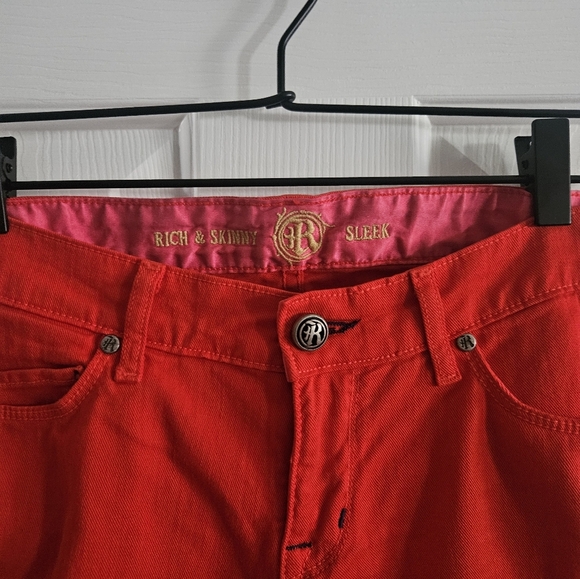 NWOT Vintage Y2K Rich & Skinny Sleek Red Jeans - Picture 3 of 8